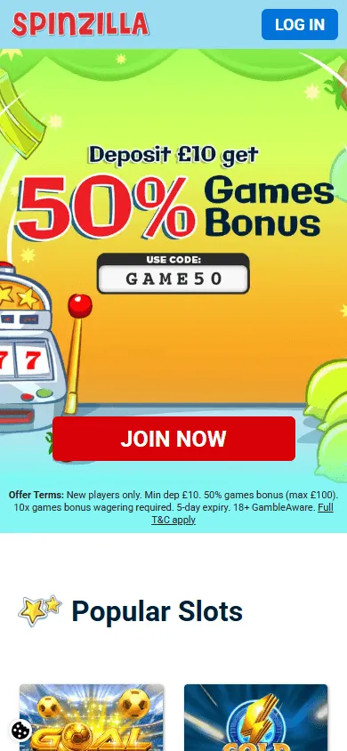 Spin It Casino mobile home view